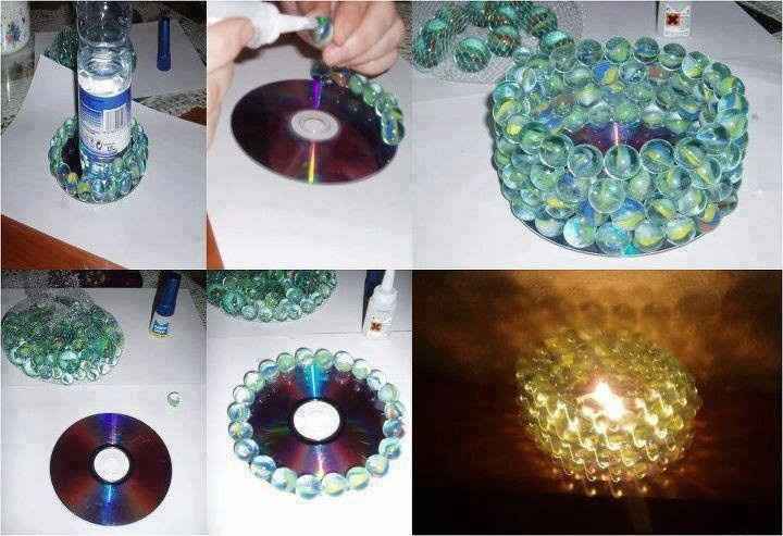 Centro de Mesa (Bola de gude + Cd)