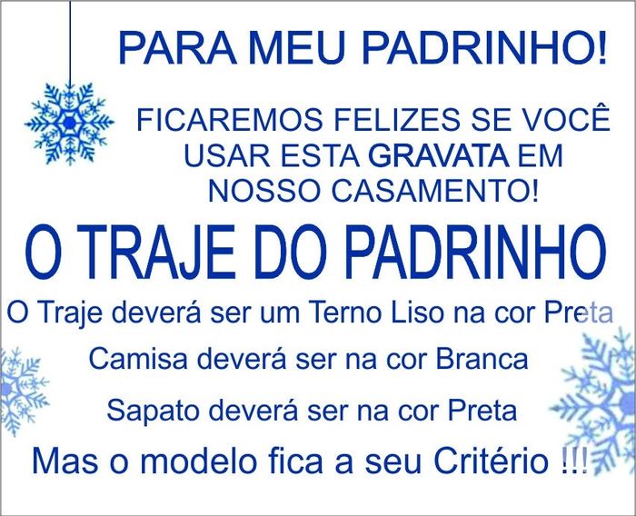 Recadinho dos Trajes dos Padrinhos