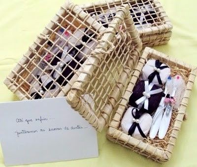 Convite de padrinhos em cestinha