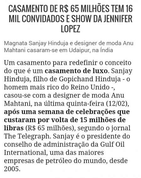 Um casamento de r$ 65 milhões com show da jennifer lopez - 1