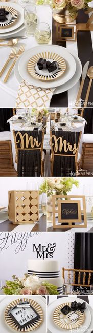 inspiração de paleta preto, branco  e dourado