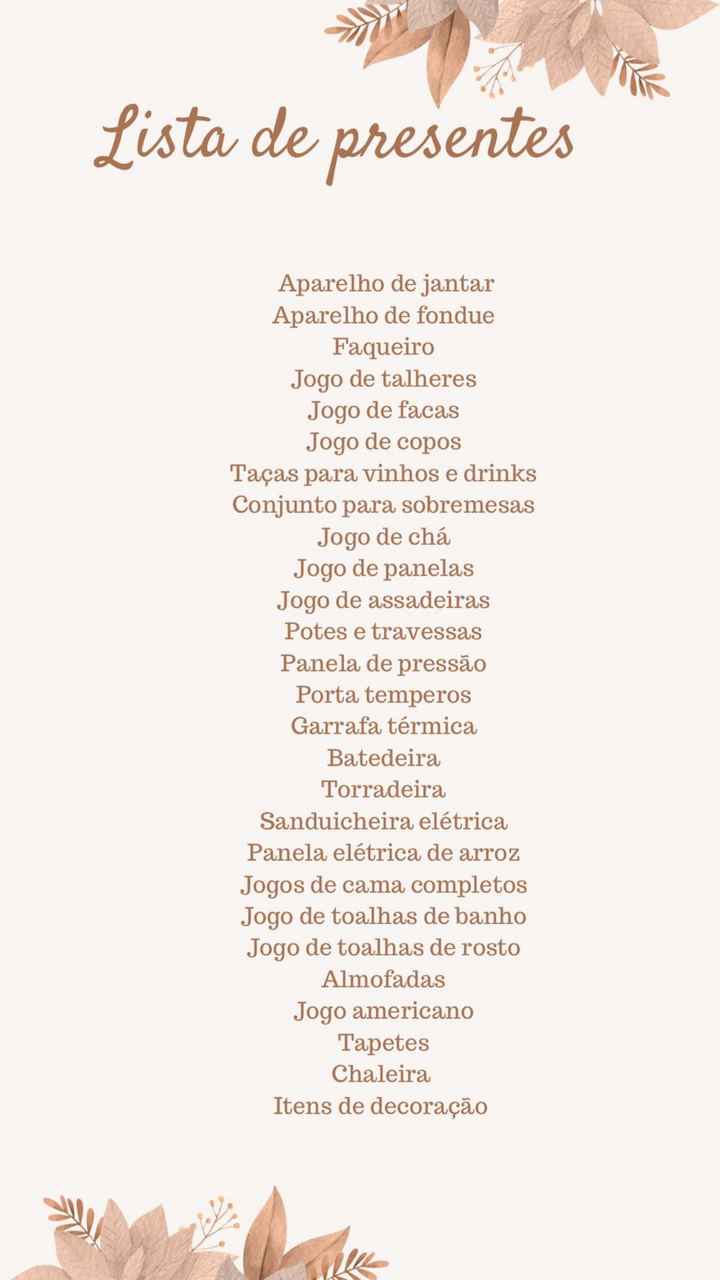 Lista de presentes - 1
