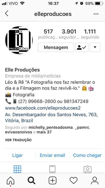 Insta da fotógrafa