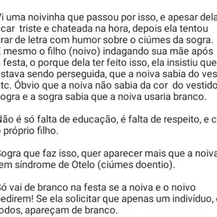 So a noiva pode usar bnraco ? - 2