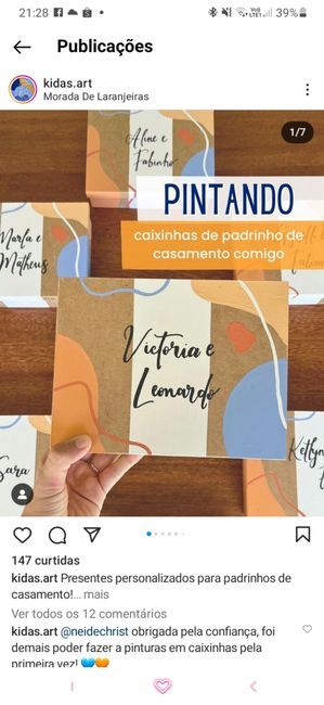 Caixinhas convite dos padrinhos pintadas 3