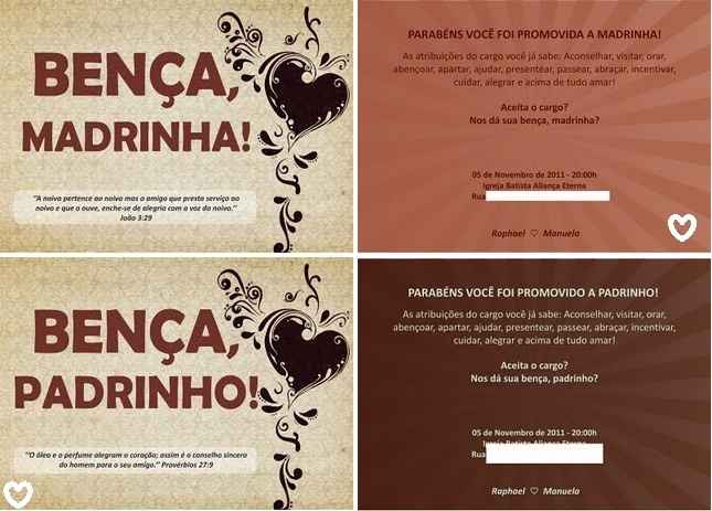 Noivado - convite para padrinhos e daminhas - 1