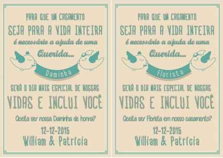 Noivado - convite para padrinhos e daminhas - 2