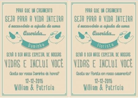 Noivado - convite para padrinhos e daminhas - 2
