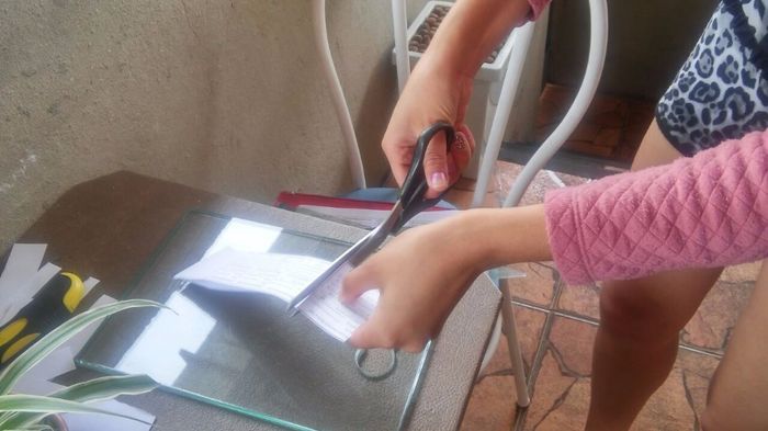 Cortando as fichinhas
