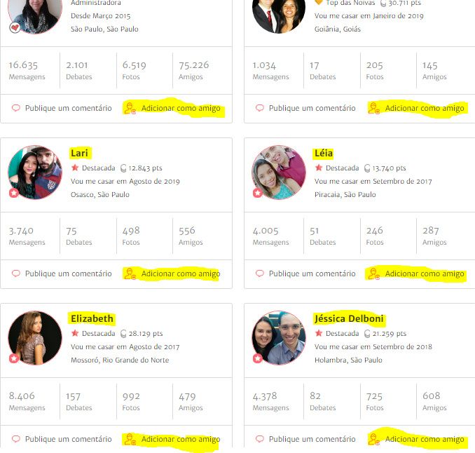 Todas as pessoas que já eram minhas amigas aparecem pra eu adicionar