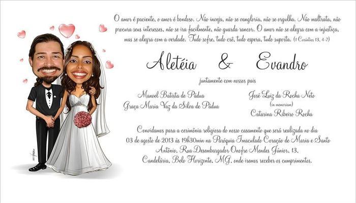 Convite com caricatura