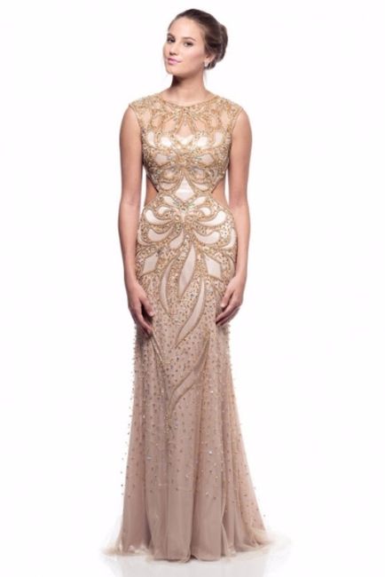 Vestido nude dourado