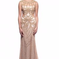 Vestido nude dourado