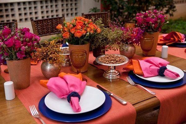 Decoração laranja e rosa