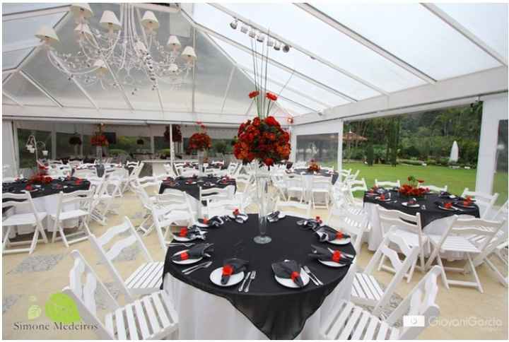Casamento preto, branco e vermelho