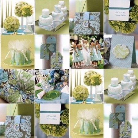 decoração azul, verde e branco