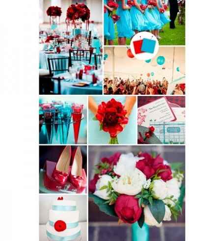 Decoração azul e vermelho