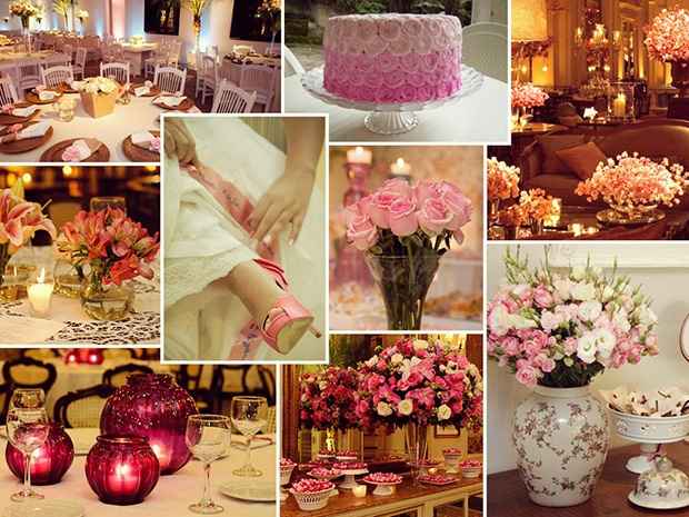 Decoração de Casamento em diferentes tons de rosa
