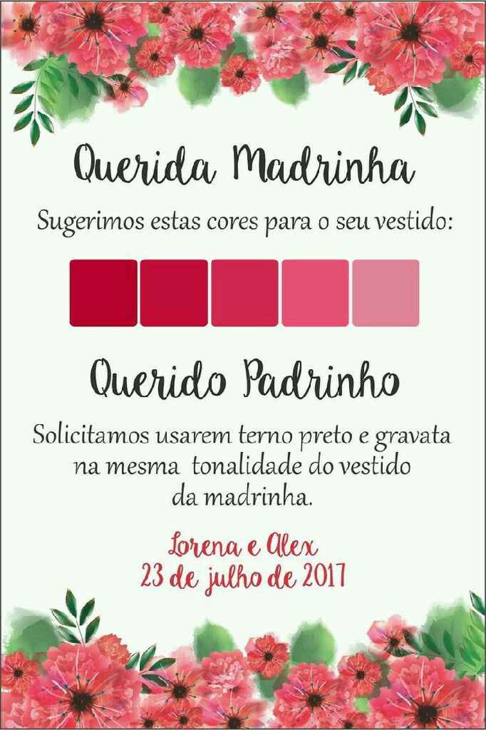 Definição de cor para os padrinhos/madrinhas - 1
