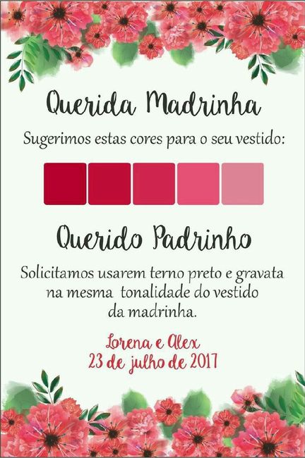 Definição de cor para os padrinhos/madrinhas - 1