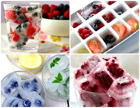Cubinhos de gelo com frutas