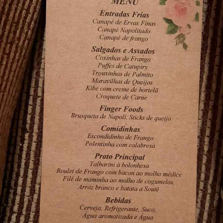 Cardápio na mesa dos convidados - 1