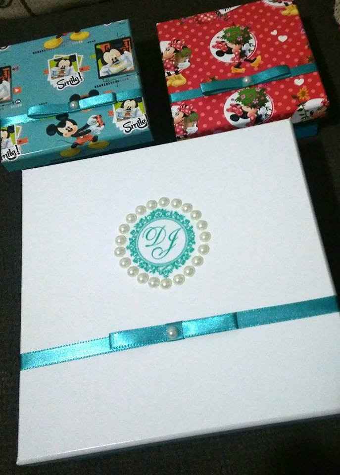 Caixa p/ padrinhos e crianças (pajem e daminha/florista)