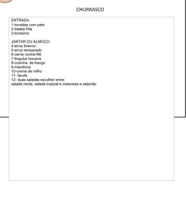 Cardápio buffet - 1