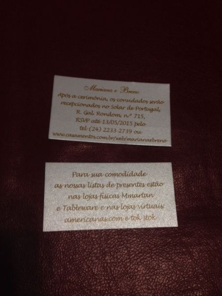 Convite individual e tag com lista de presentes
