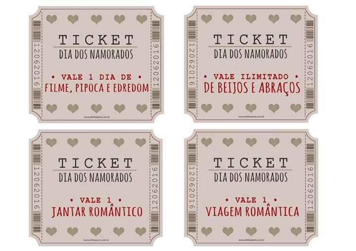 Jogo Game para o Dia dos Namorados - Vale Beijo - Ticket - Amor