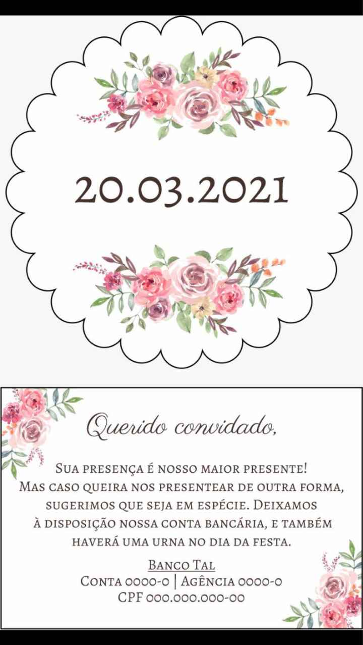 Lista de Presente (em dinheiro) - 1