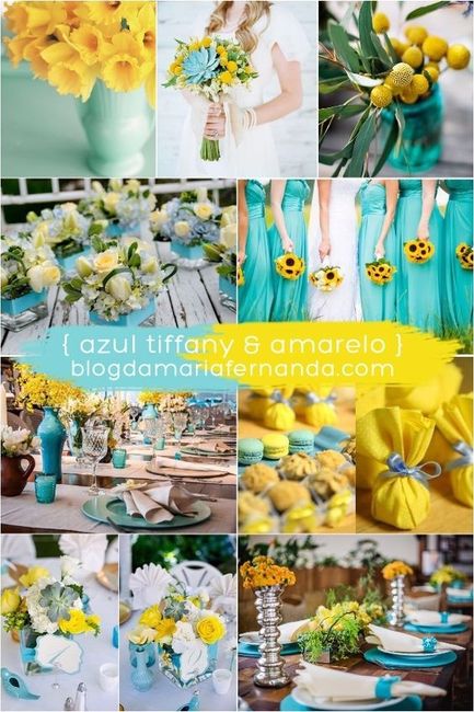2 Verde água, amarelo e branco
