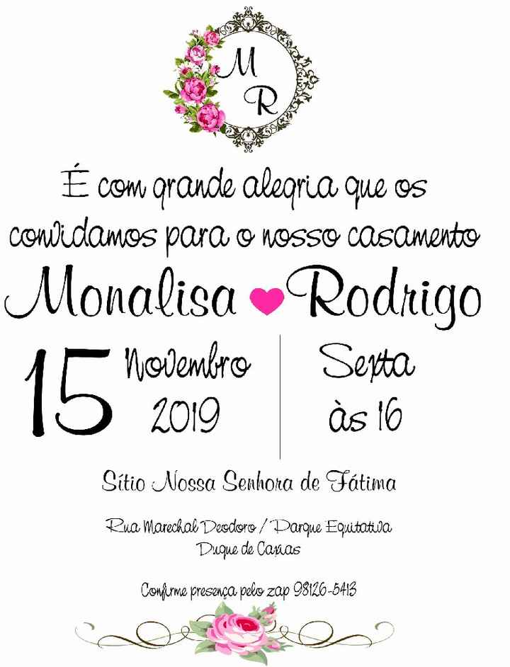 Convite para os padrinhos e convidados - 1