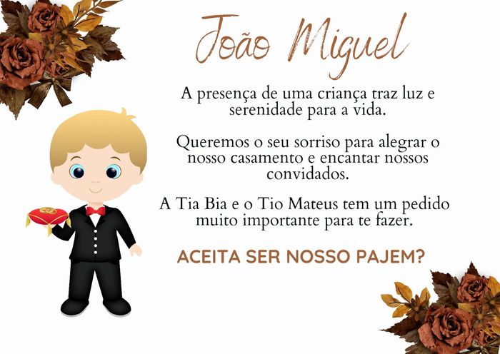 Arte digital - Convite Pajem e Daminha 2