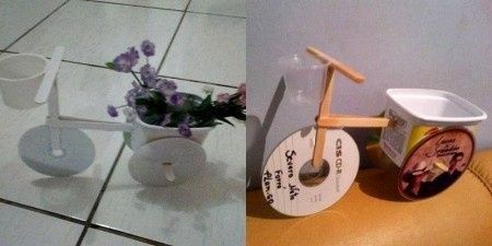 Bike reciclável para decoração da festa