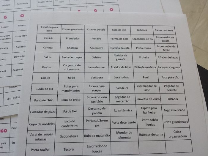 Cartelinhas do sorteio