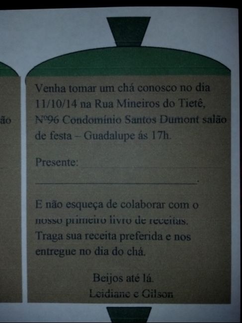 convite cha de panela