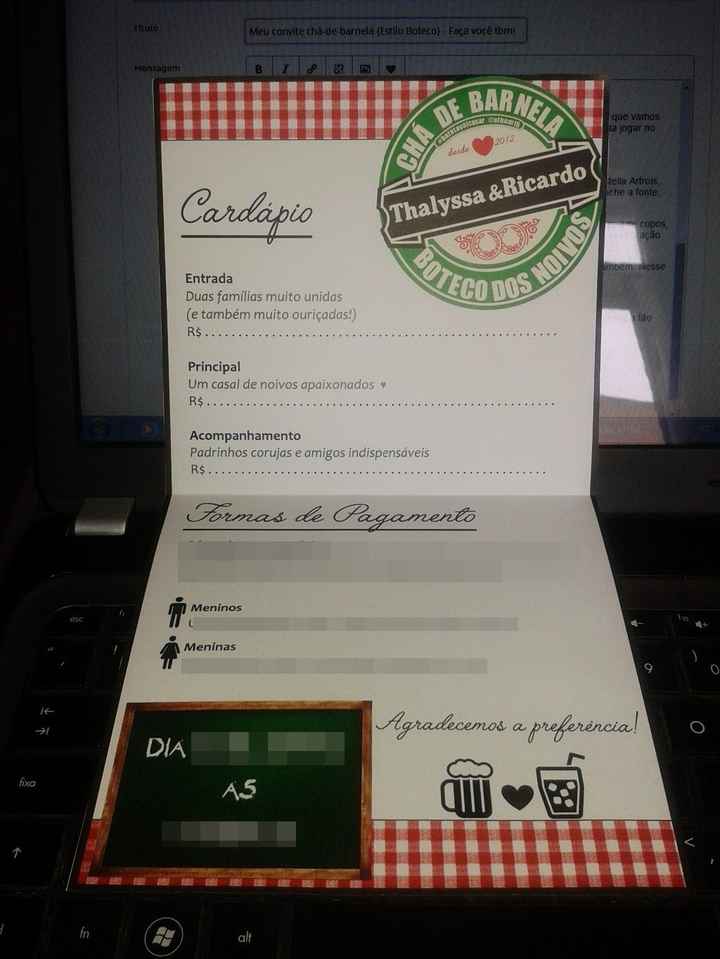 Convite chá de barnela