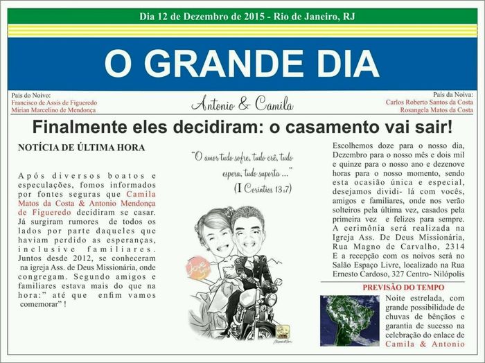 Meu convite de casamento- modelo jornal - 1