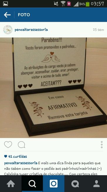Preciso de ideias do que escrevernos convites dos padrinhos e damas adultas. - 1