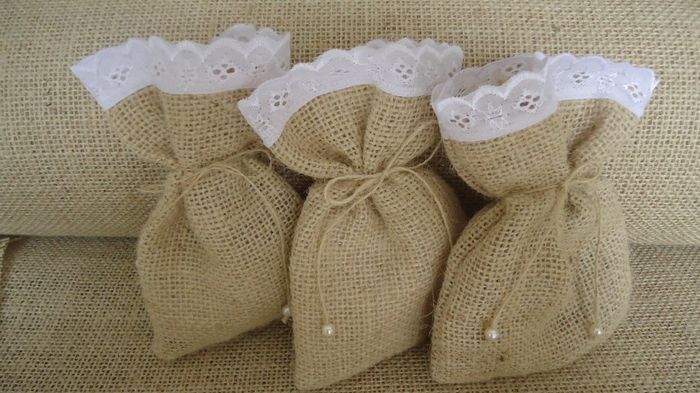 Minhas lembranças de casamento - suspiros em saquinho de Juta