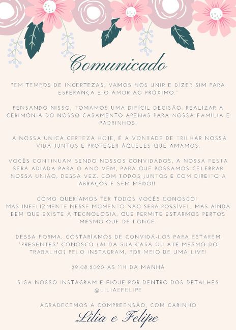 Alteração do formato do casamento. 1