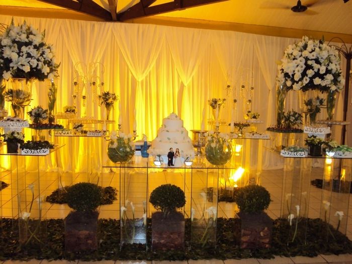 Decoração de mesa Azul, branco e Dourado
