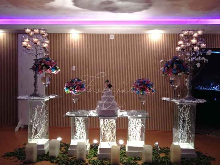 Decoração de mesa Azul e Rosa