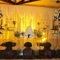 Decoração de mesa Azul, branco e Dourado