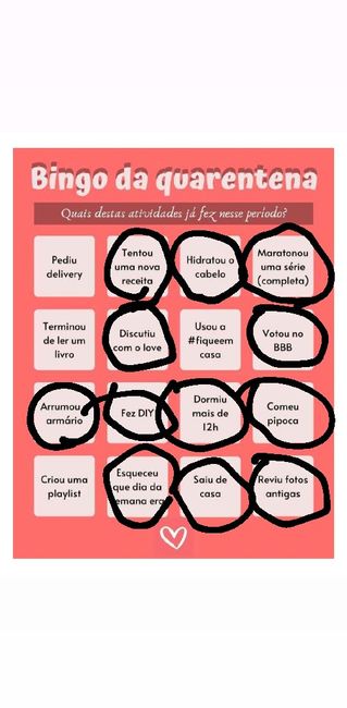 Bingo da quarentena: quem se atreve? #NoivasEmCasa 16