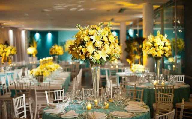 Decoração Azul Tiffany e Amarelo