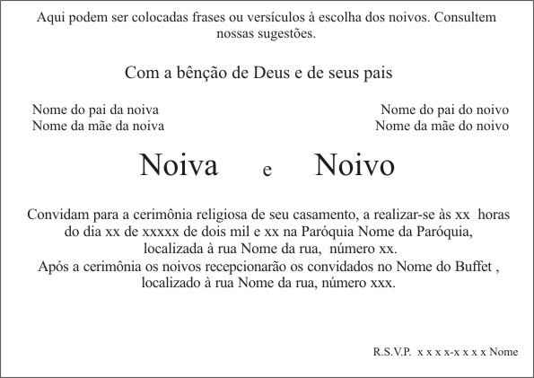 Modelo de convite de casamento