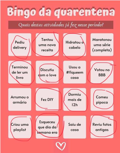 Bingo da quarentena: quem se atreve? #NoivasEmCasa - 1
