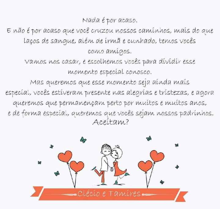 Como convidar os padrinhos de forma criativa e avisa-las da cor que gostaria ? - 1